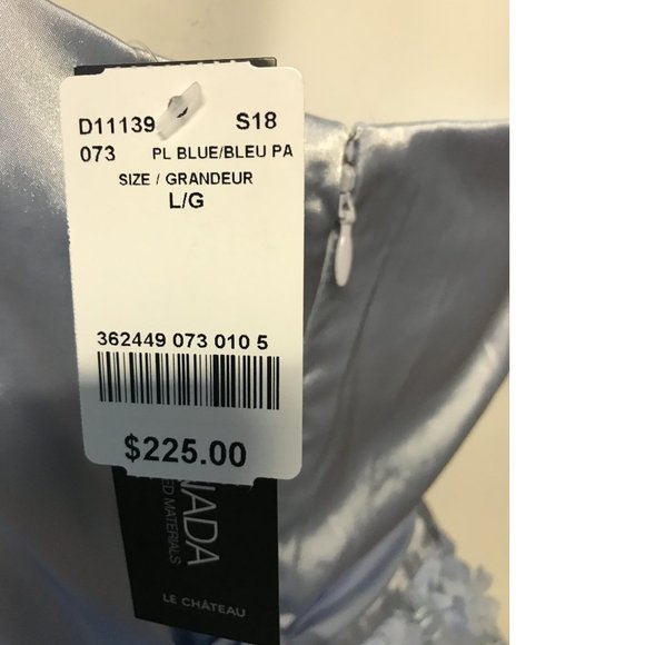 CANADA Le Chateau sky baby blue floral 3D embroidered mesh satin prom wedding - Picture 7 of 9